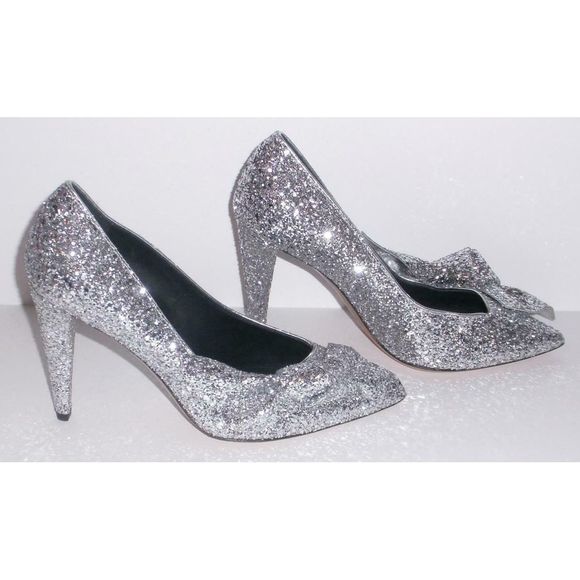 Isabel Marant Poetty Silver Glitter Bow Pumps 36 - Picture 4 of 10